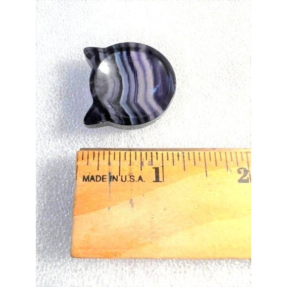 Beautiful Rainbow Fluorite Mini Cat Bowl Carving - Picture 6 of 6